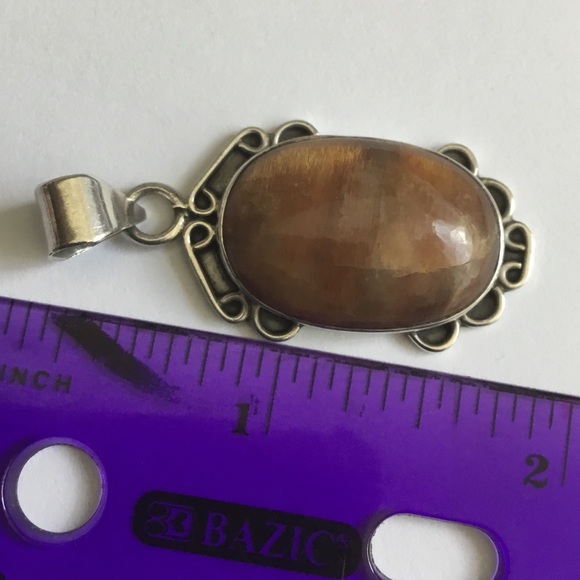 .925 Sterling Silver Tigers Eye Pendant - Picture 4 of 4